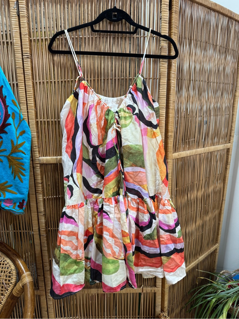 H&M Multicolor Abstract Print Spaghetti Strap Dress